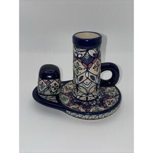 Javier Servin Hand Painted Talavera Handled Shot Glass With Serving Tray